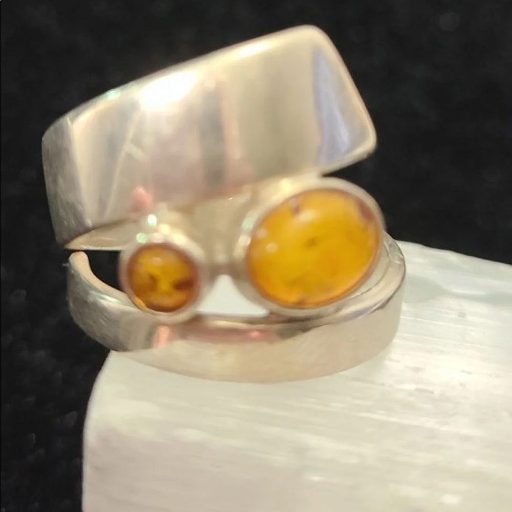 Sterling Silver and Amber Ring